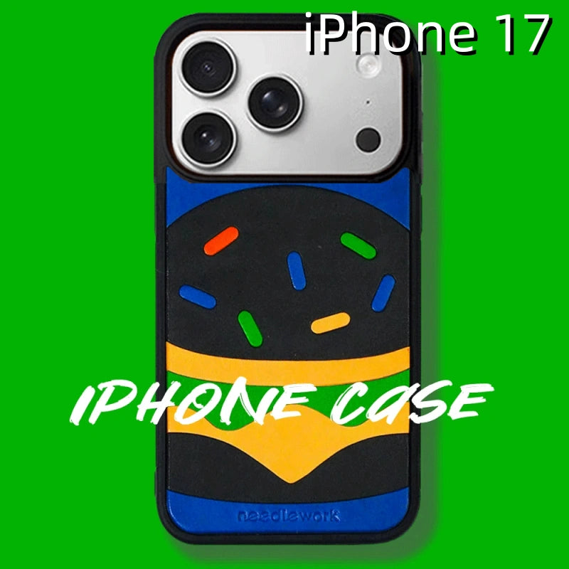 iPhone 17 Leather Case | with Hand Made Hamburger Design