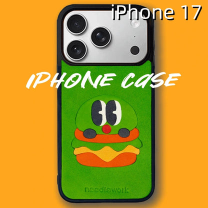 iPhone 17 Leather Case | with Hand Made Hamburger Design