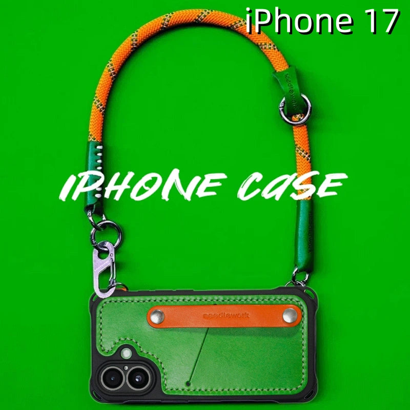 iPhone 17 Leather Case | with Card Holder and Removable Strap