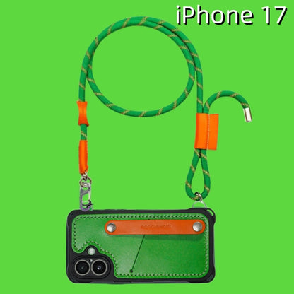 iPhone 17 Leather Case | with Card Holder and Removable Strap