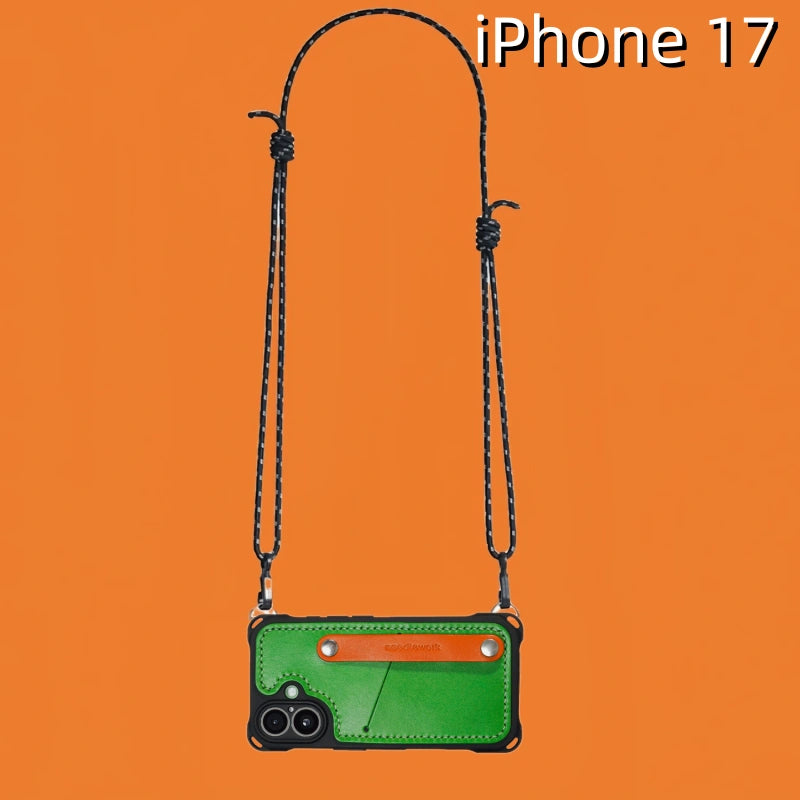 iPhone 17 Leather Case | with Removable Strap Crossbody and Card Holder