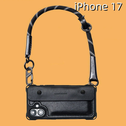 iPhone 17 Leather Case | with Removable Strap and Wallet