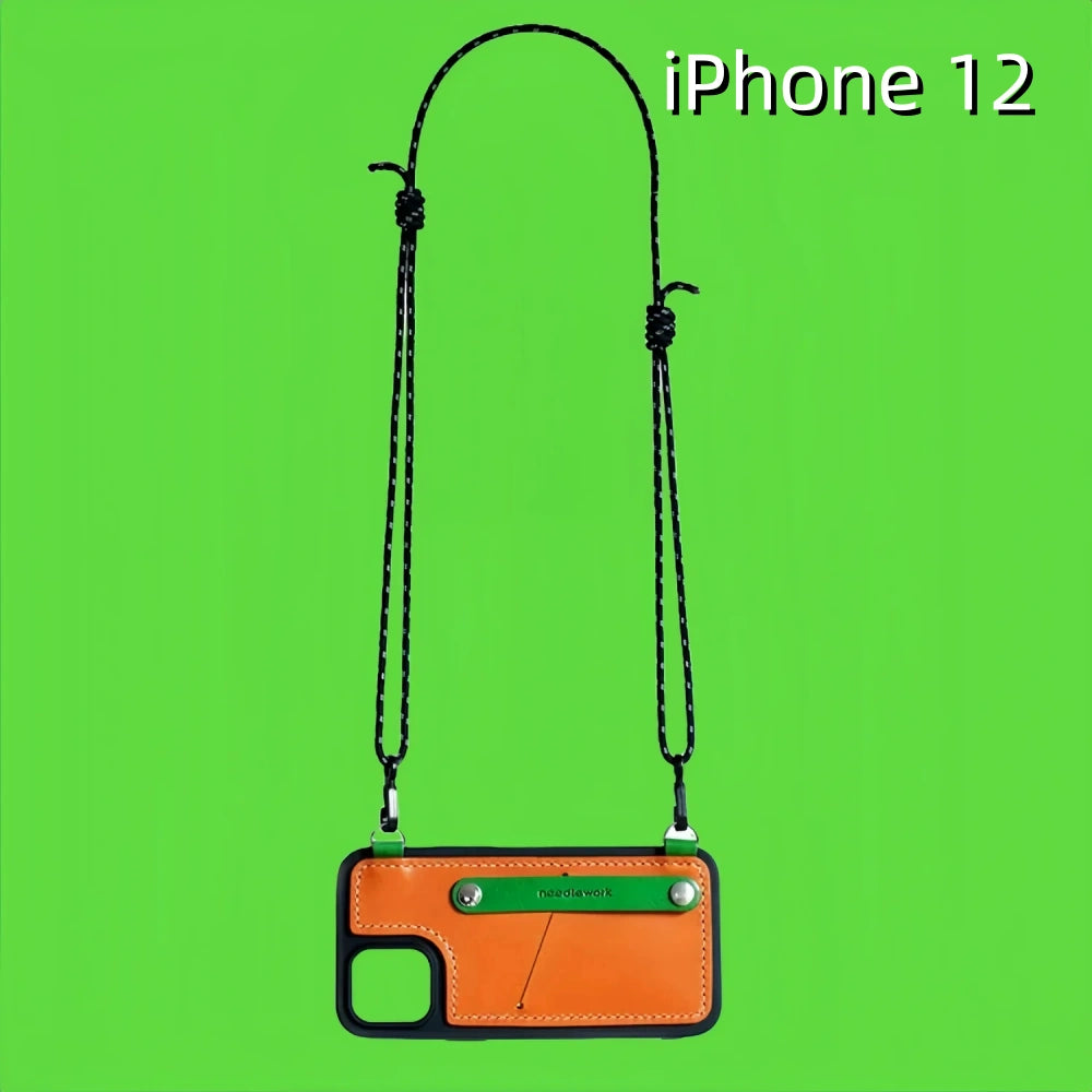 iPhone 12 Leather Case | with Strap Crossbody and Card Holder