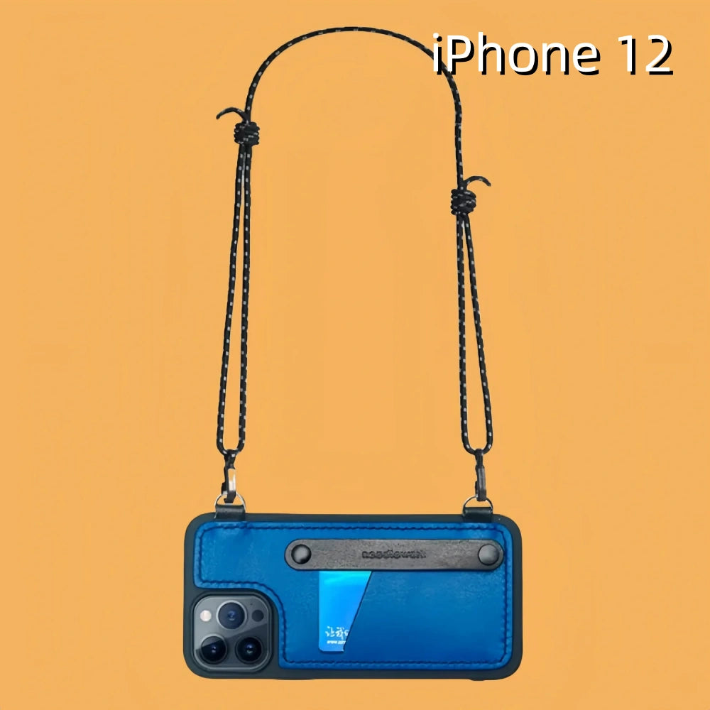 iPhone 12 Leather Case | with Strap Crossbody and Card Holder