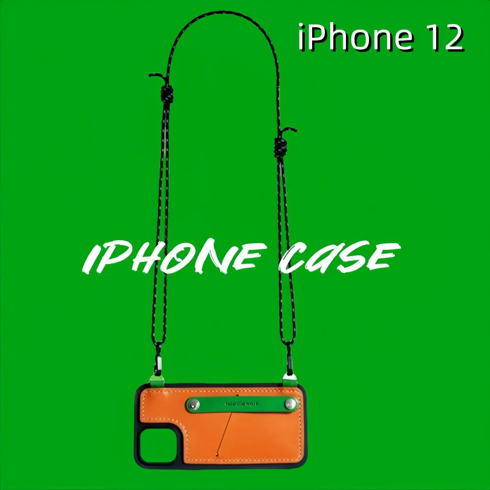 iPhone 12 Leather Case | with Strap Crossbody and Card Holder