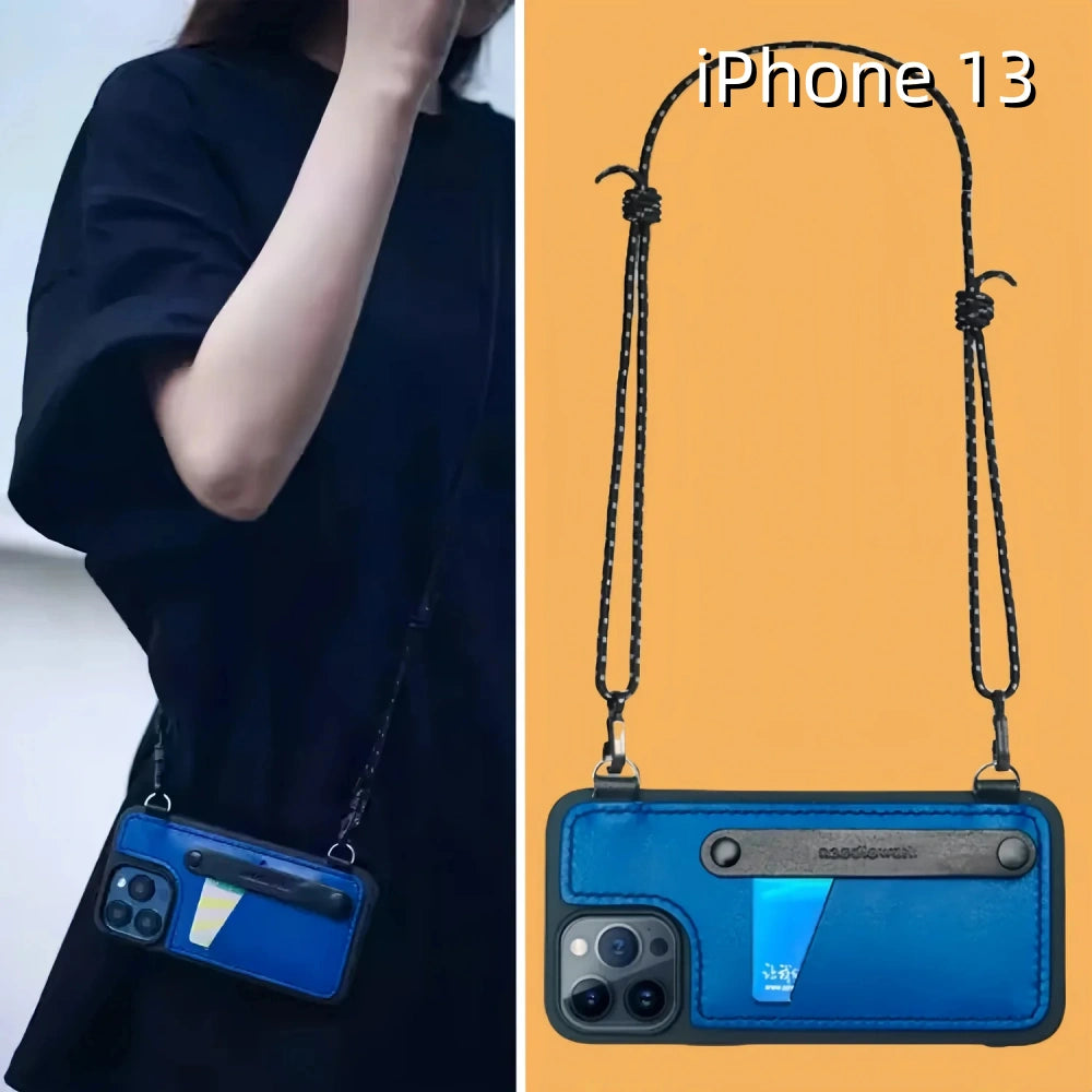 iPhone 13 Leather Case | with Strap Crossbody and Card Holder