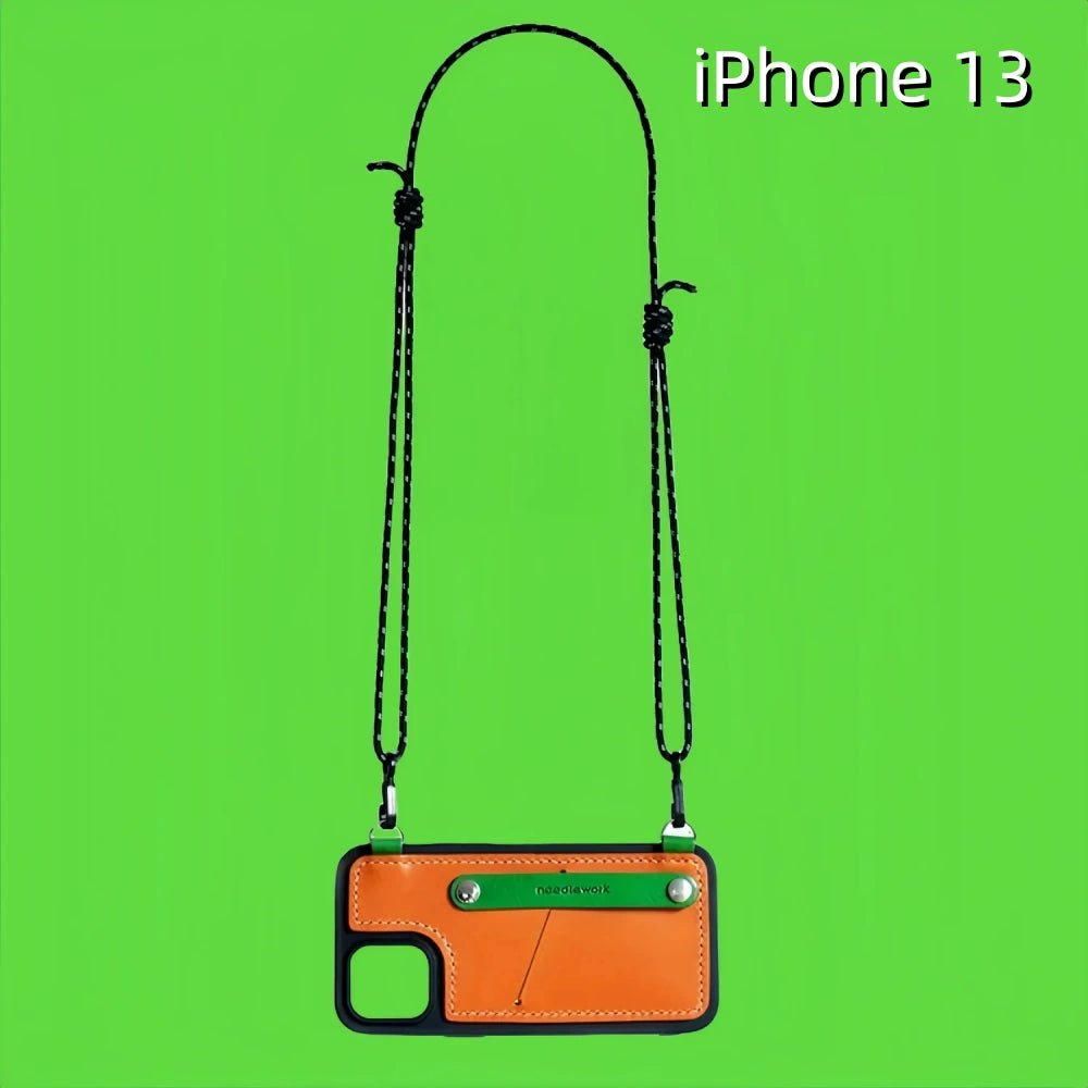iPhone 13 Leather Case | with Strap Crossbody and Card Holder