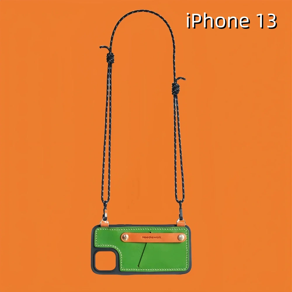 iPhone 13 Leather Case | with Strap Crossbody and Card Holder