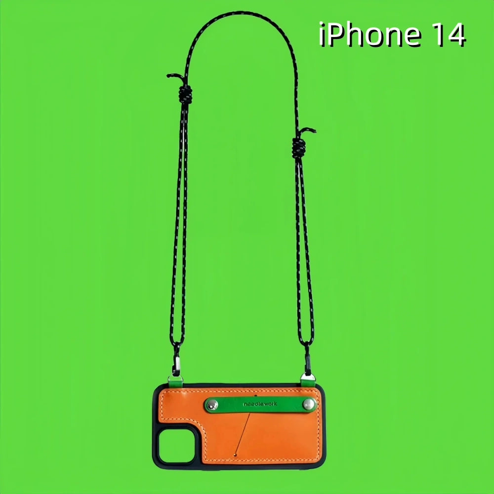 iPhone 14 Leather Case | with Strap Crossbody and Card Holder