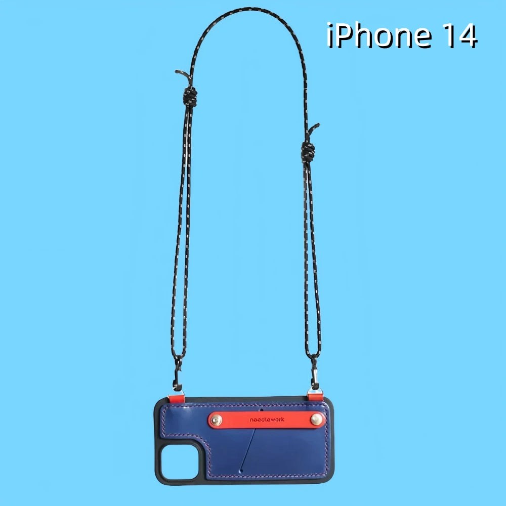 iPhone 14 Leather Case | with Strap Crossbody and Card Holder
