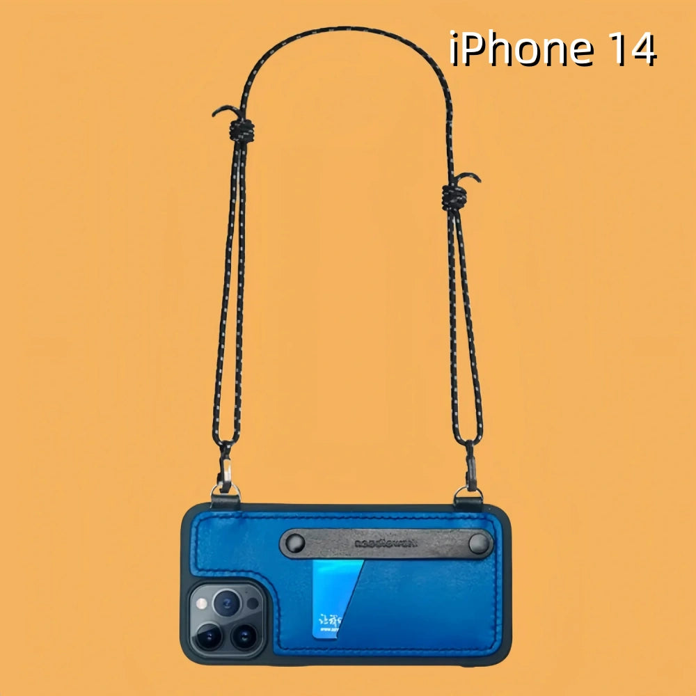 iPhone 14 Leather Case | with Strap Crossbody and Card Holder