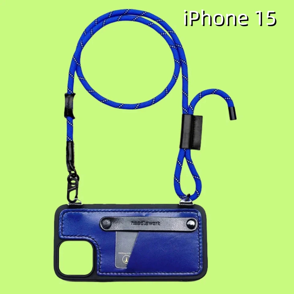 iPhone 15 Leather Case | with Card Holder and Strap