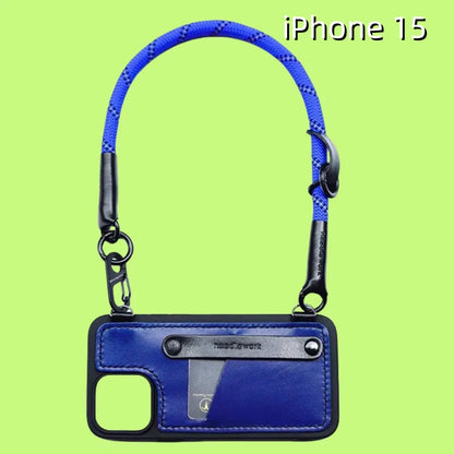 iPhone 15 Leather Case | with Card Holder and Strap