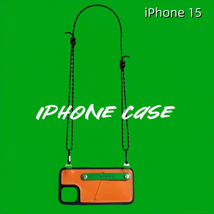 iPhone 15 Leather Case | with Strap Crossbody and Card Holder