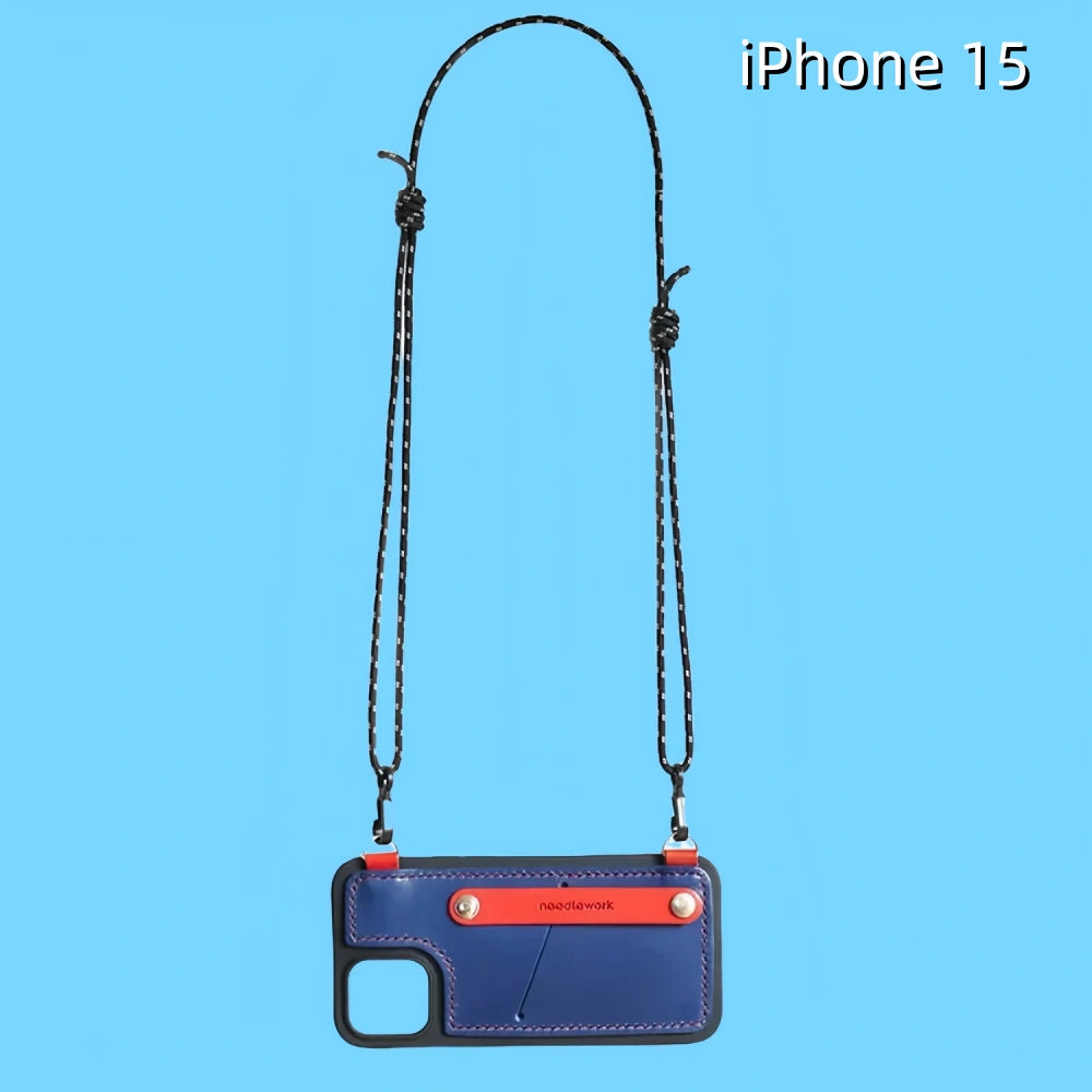 iPhone 15 Leather Case | with Strap Crossbody and Card Holder