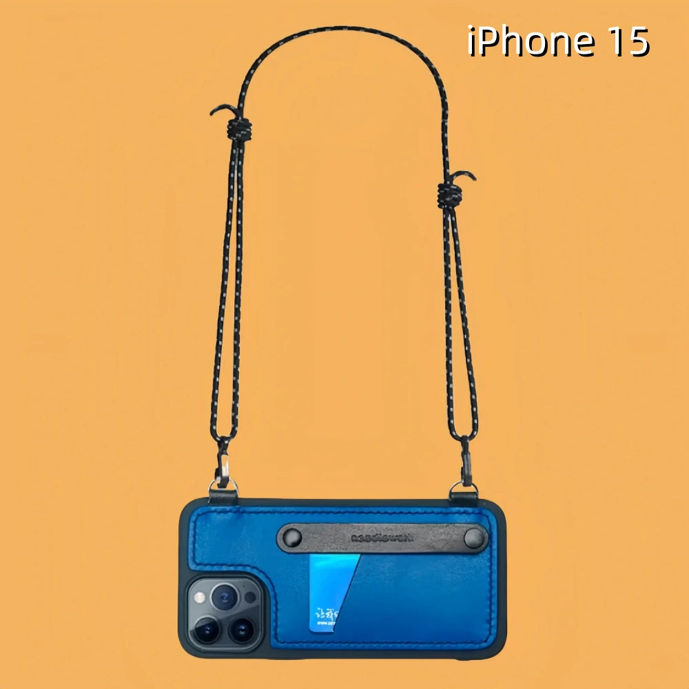 iPhone 15 Leather Case | with Strap Crossbody and Card Holder