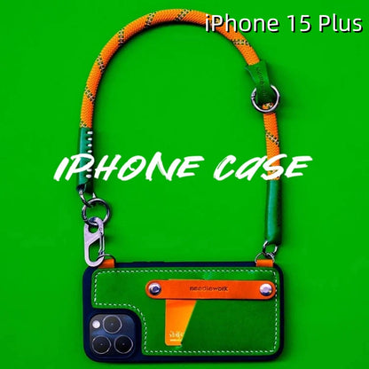 iPhone 15 Plus Leather Case | with Card Holder and Strap