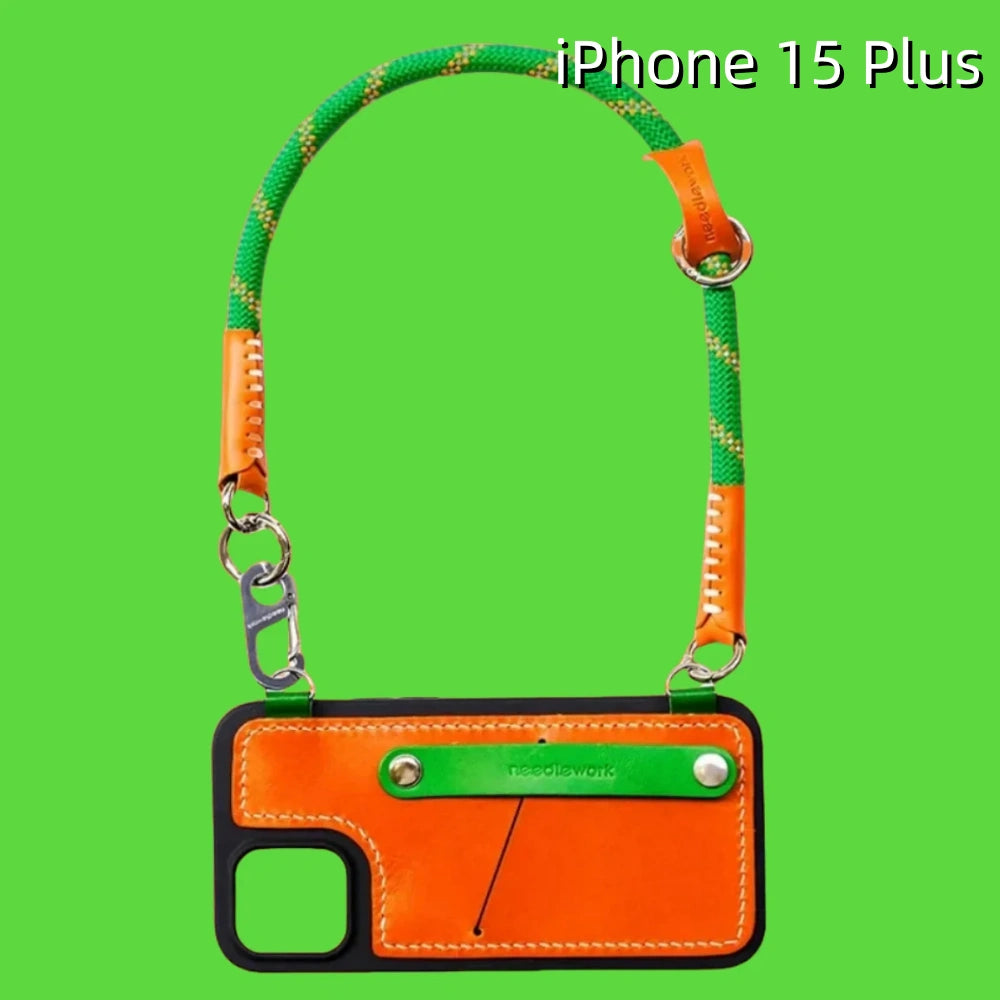 iPhone 15 Plus Leather Case | with Card Holder and Strap