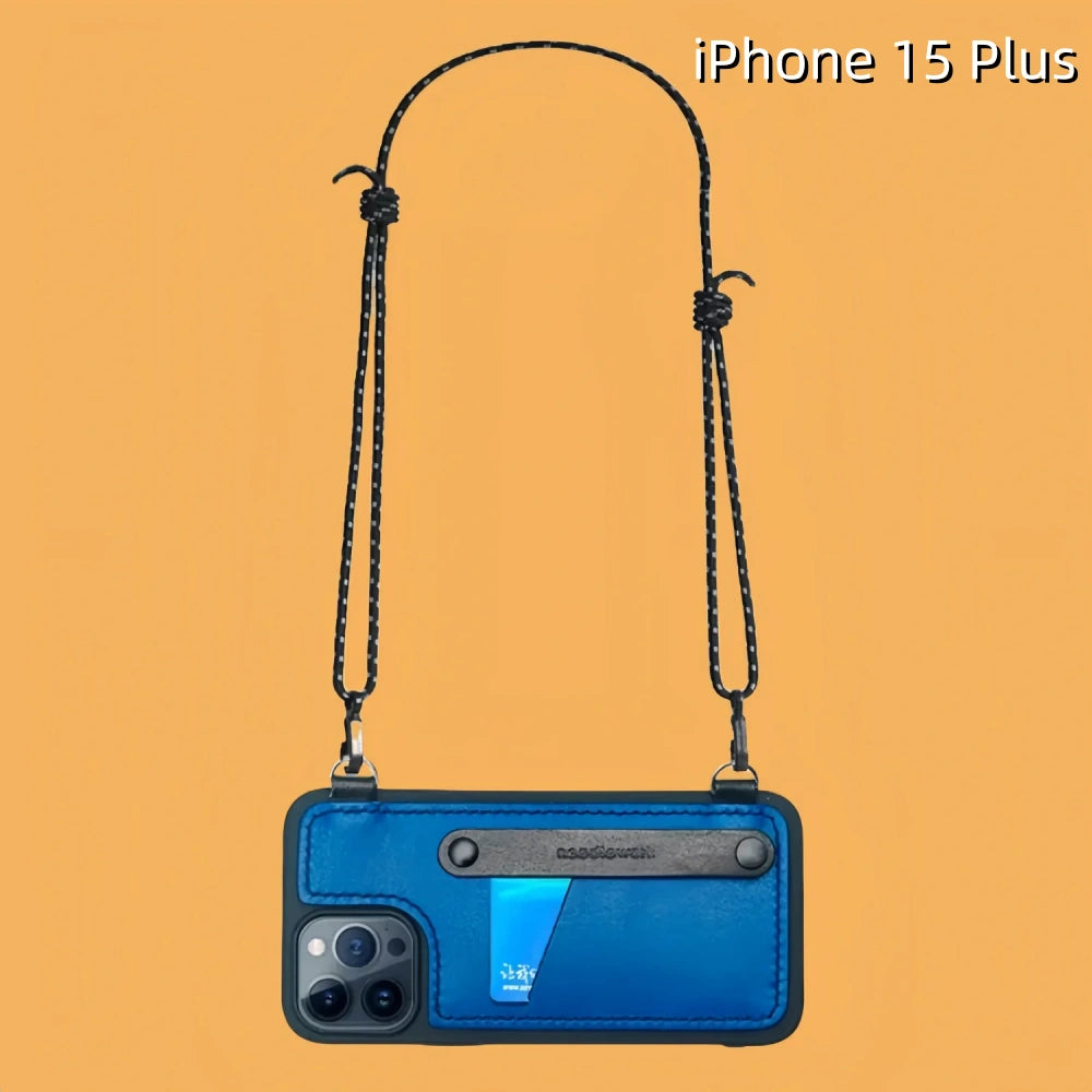 iPhone 15 Plus Leather Case | with Strap Crossbody and Card Holder
