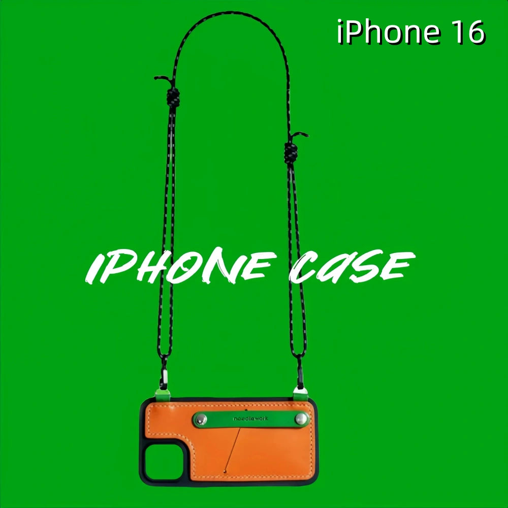 iPhone 16 Leather Case | with Strap Crossbody and Card Holder