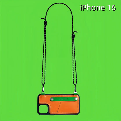 iPhone 16 Leather Case | with Strap Crossbody and Card Holder