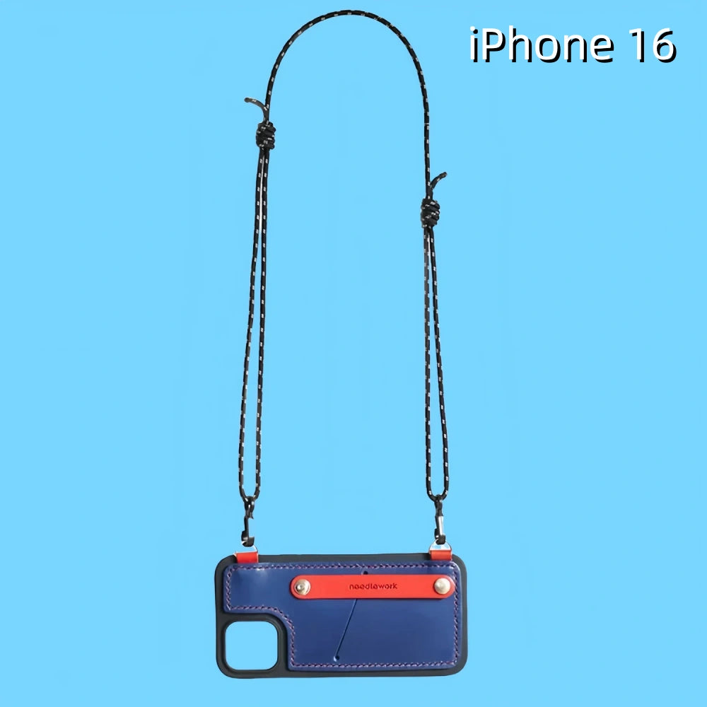 iPhone 16 Leather Case | with Strap Crossbody and Card Holder