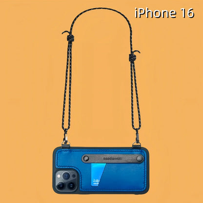 iPhone 16 Leather Case | with Strap Crossbody and Card Holder