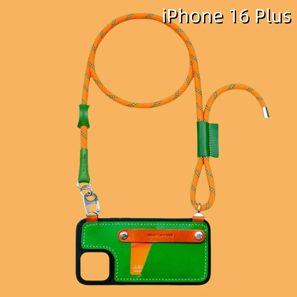 iPhone 16 Plus Leather Case | with Card Holder and Strap