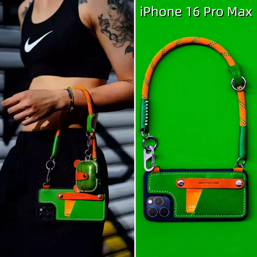 iPhone 16 Pro Max Leather Case | with Card Holder and Strap