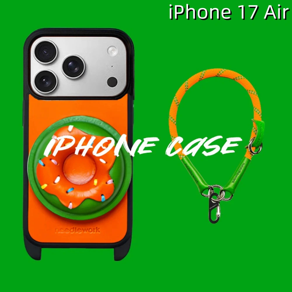 iPhone 17 Air Leather Case | with Removable Handle Strap and Donut Design