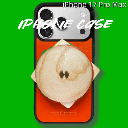 iPhone 17 Pro Max Leather Case | with Hand Grip | Hamburger Design