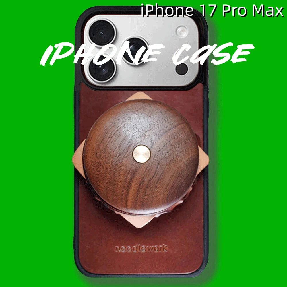 iPhone 17 Pro Max Leather Case | with Hand Grip | Hamburger Design