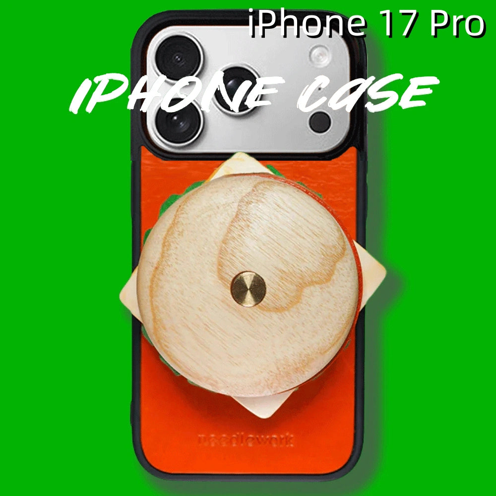 iPhone 17 Pro Leather Case | with Hand Grip | Hamburger Design