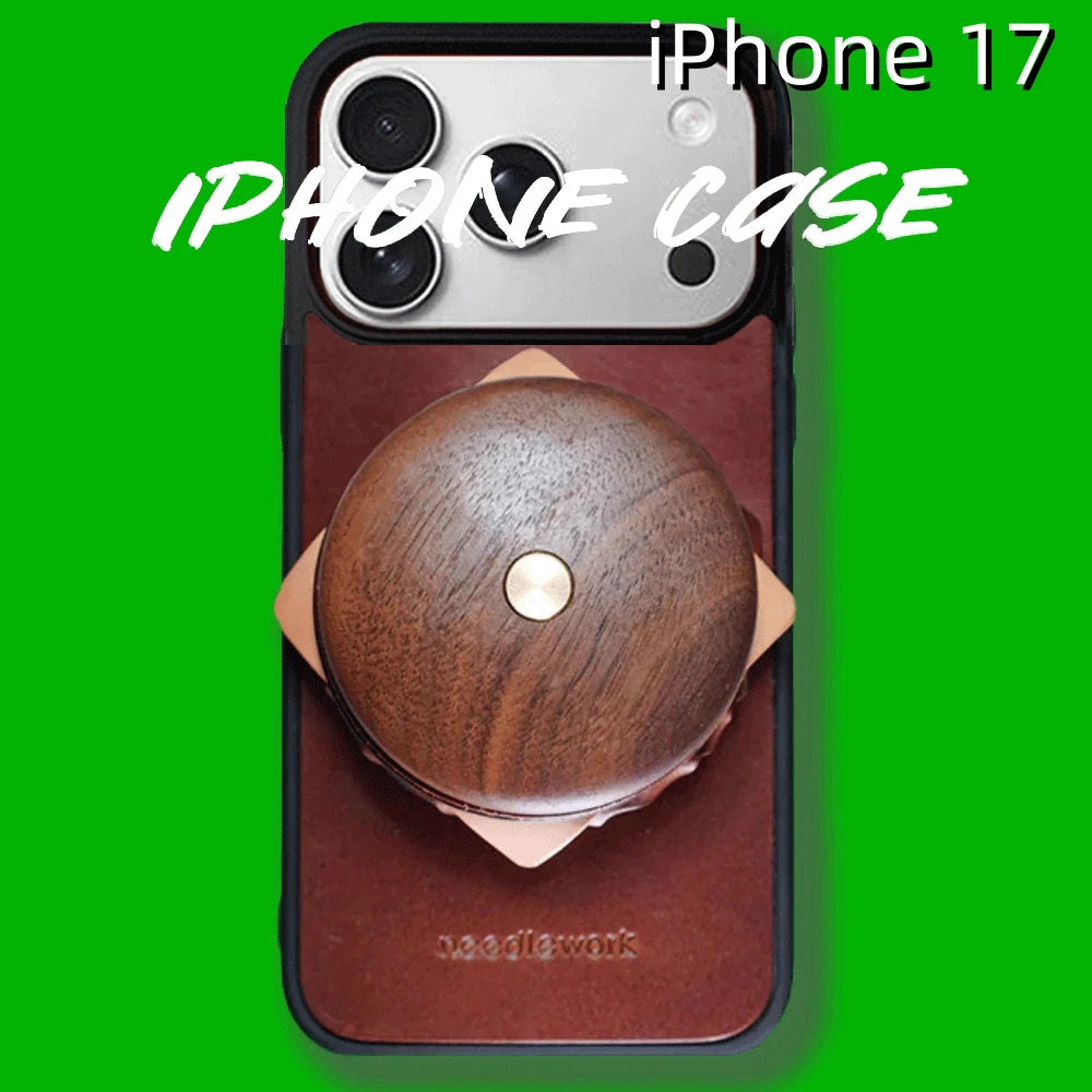 iPhone 17 Leather Case | with Removable Hand Grip | Hamburger Design