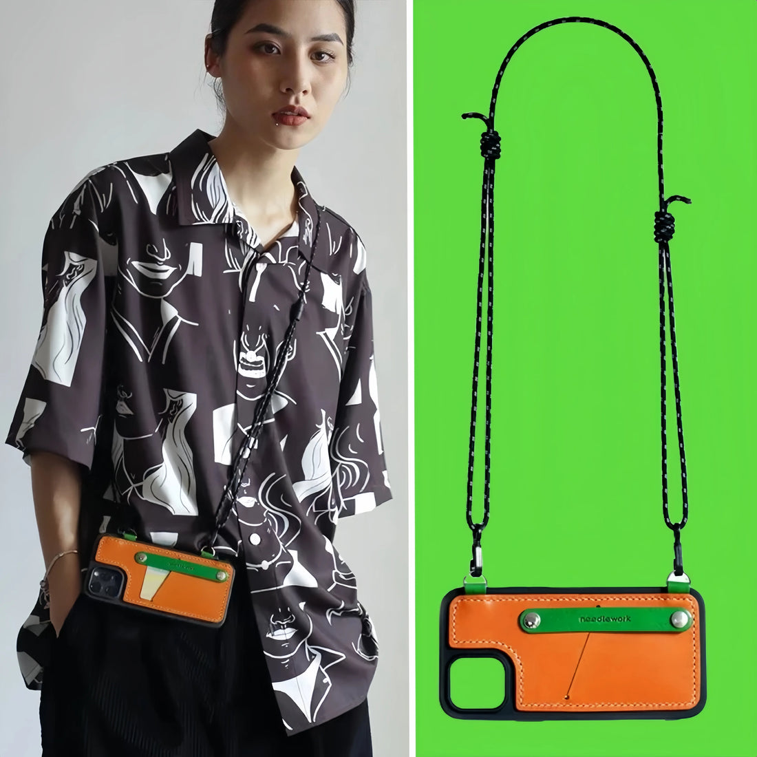 iPhone 14 Case | Leather Strap Crossbody Card